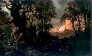 Franciszek Kostrzewski Fire of village oil